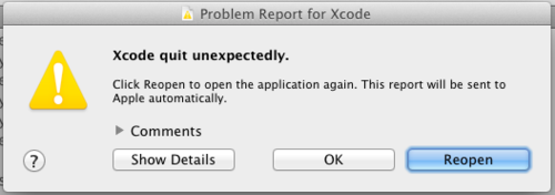 XCode Crashing